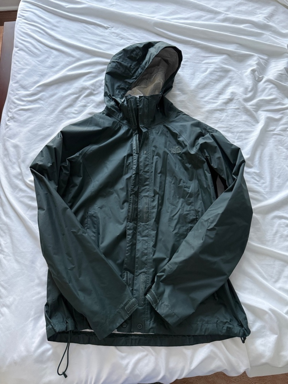 The North Face Women’s  Hooded Rain Jacket in Dark Green